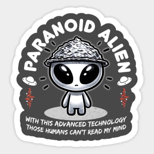 Alien Wearing Tin Foil Hat Sticker